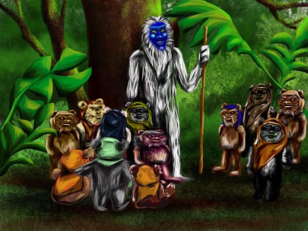Pia Langfeld- "Among the Ewoks, Harry realized he no longer felt lonely.  In the Forest of Endor he had found his purpose as Leader and Protector."